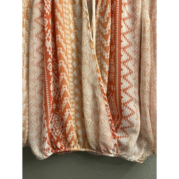 SPOILED Three Quarter Sleeve Sheer Orange/White Stripes BLOUSE, SIZE M - Picture 1 of 11